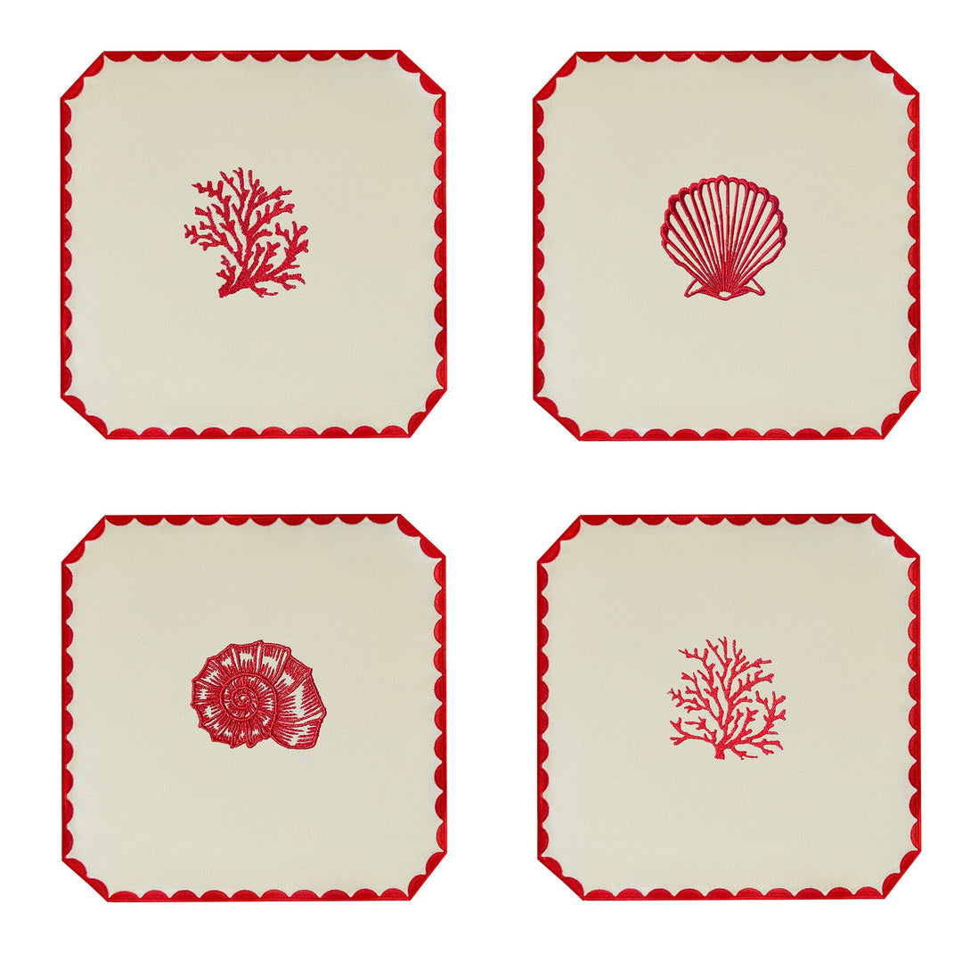Sea Shells & Coral Embroidered Placemats