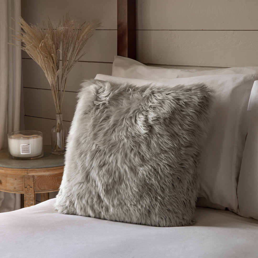 Light Grey Sheepskin Cushion