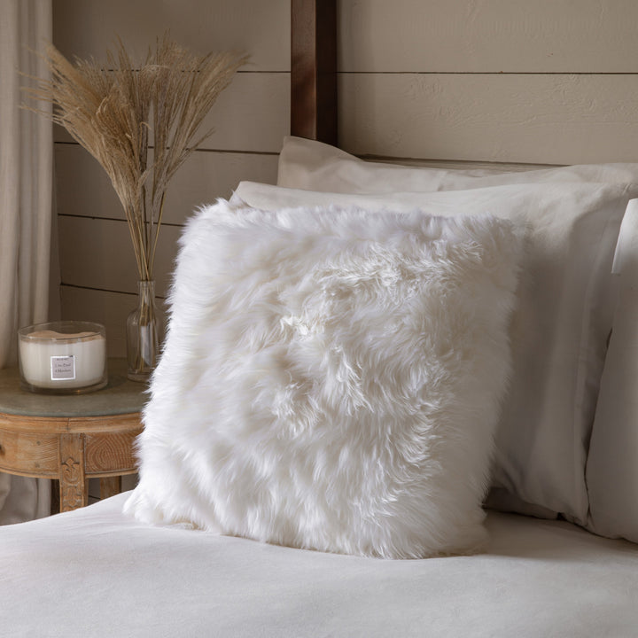 Pure White Sheepskin Cushion