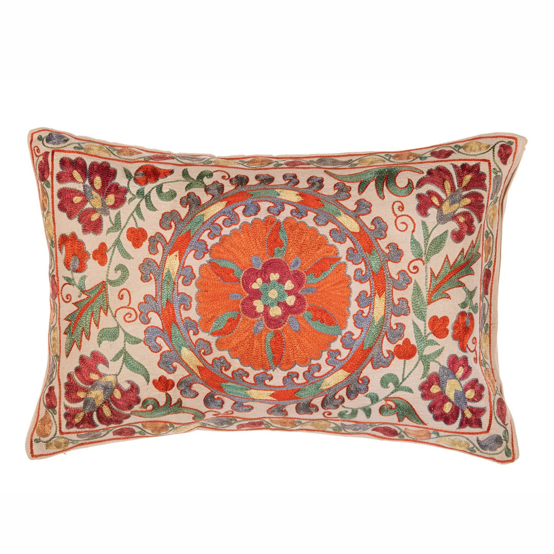 Nurata Suzani Silk Embroidered Rectangular Cushion