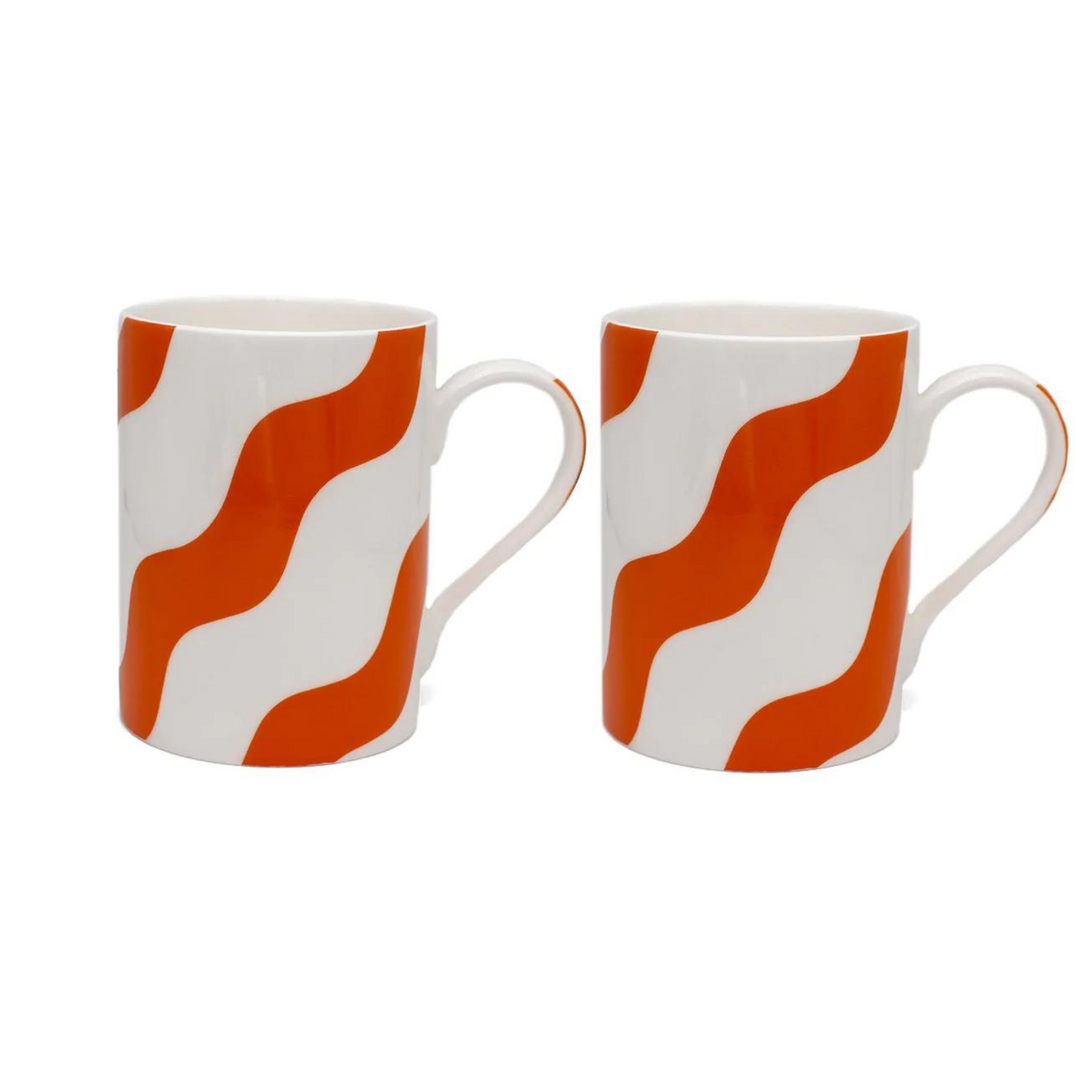 Orange Scallop Mug - Pair