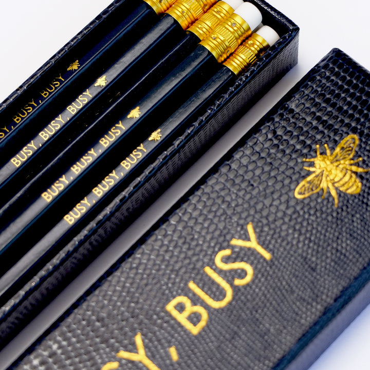Pencil Set "Busy Busy Busy" - Navy