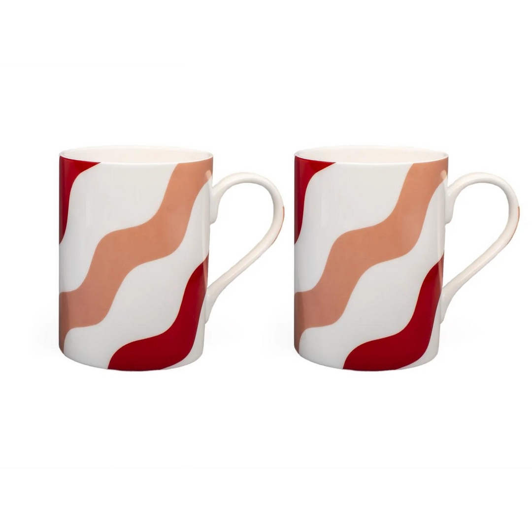 Pink & Red Scallop Mug - Pair