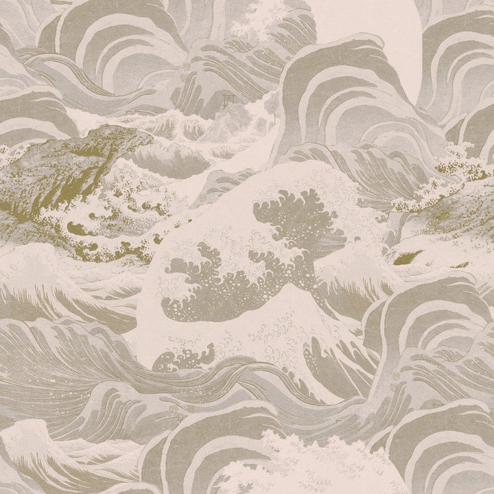 Sea Waves Grey Wallpaper