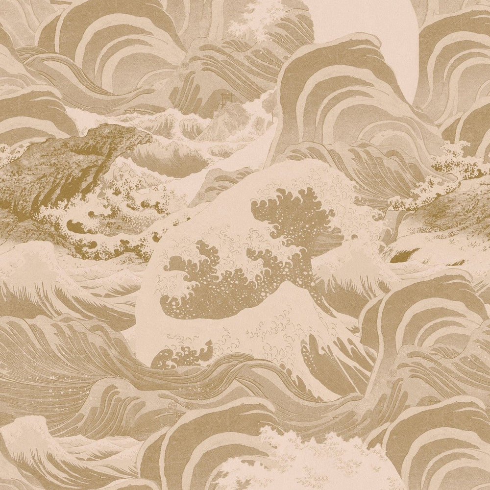 Sea Waves Taupe Wallpaper