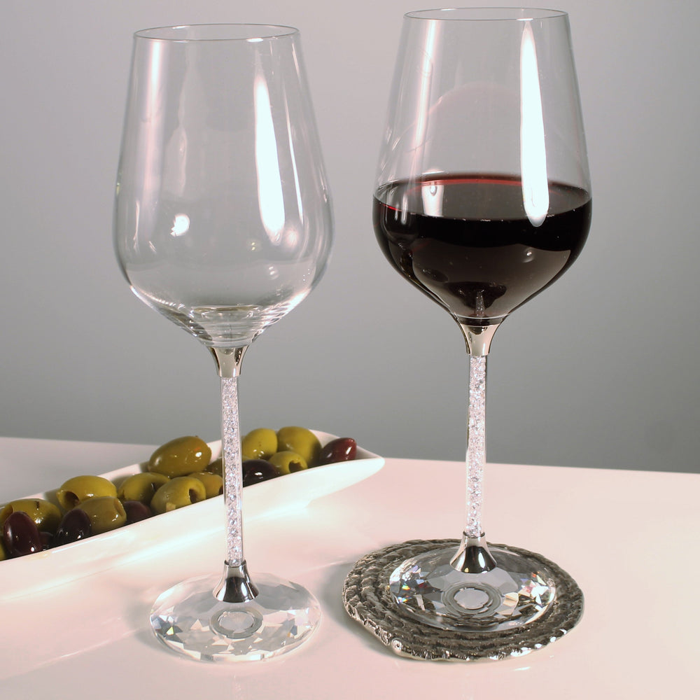 Pair of Swarovski Crystal Filled Wine Glasses