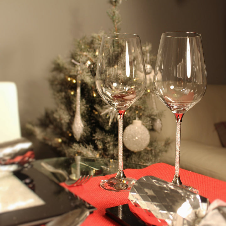 Pair of Swarovski Crystal Filled Wine Glasses 