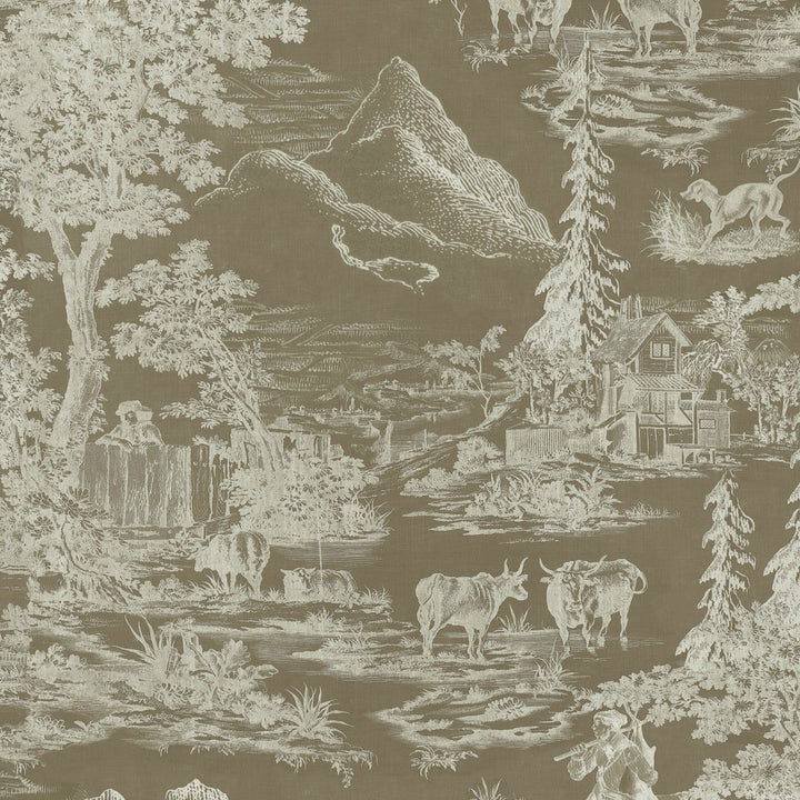Taupe Toile Du Tyrol Wallpaper