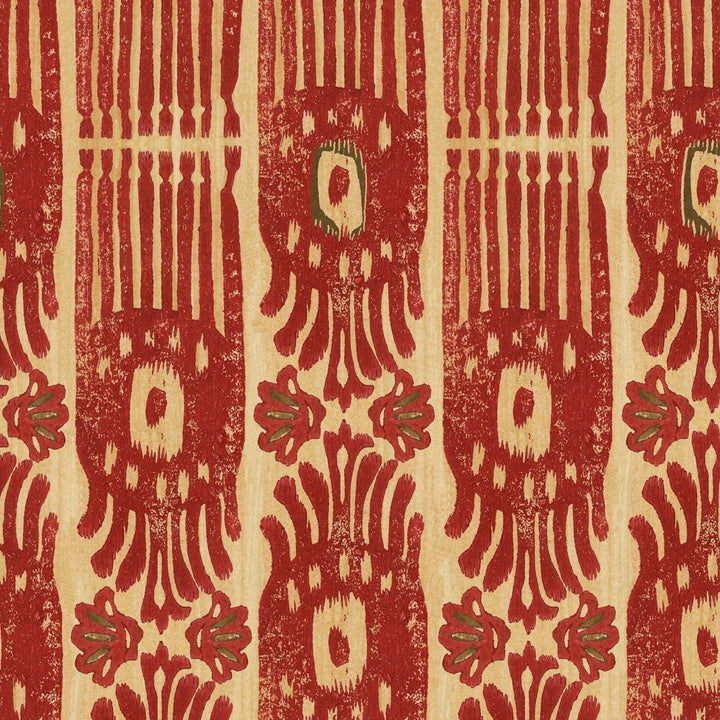 Tribal Ikat Wallpaper - Lava Red