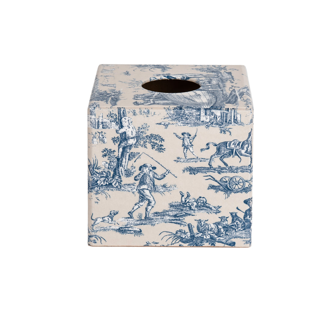 Blue Toile Tissue Box Cover