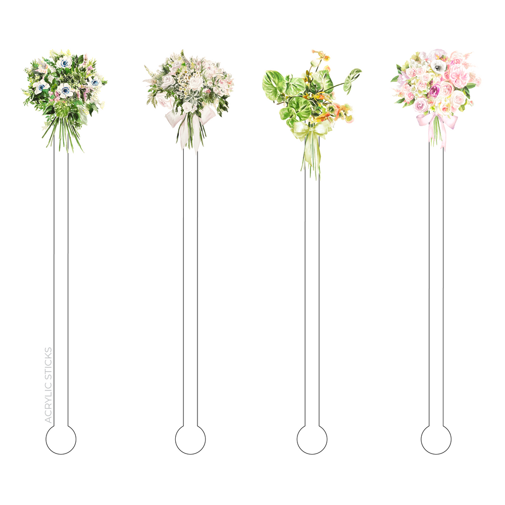 Floral Bouquets Acrylic Stir Sticks