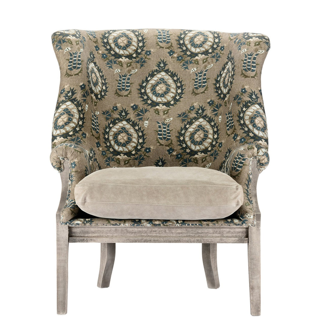 William Dapple Grey Linen Deconstructed Wing Chair 