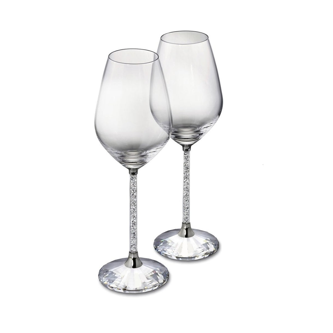 DIAMANTE Swarovski Crystal Red Wine Glasses Pair -  Sweden